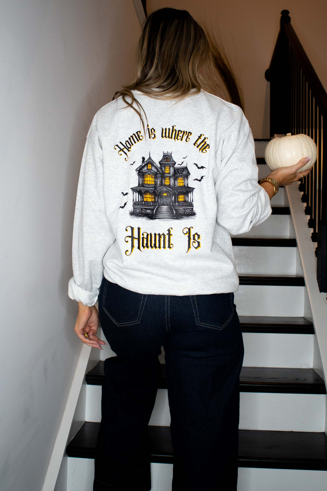 Home Is Where the Haunt Is Haunted House Light Gray Sweatshirt