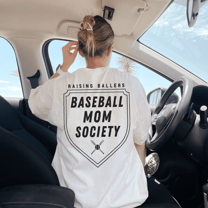 Baseball Mom Society Tee - White