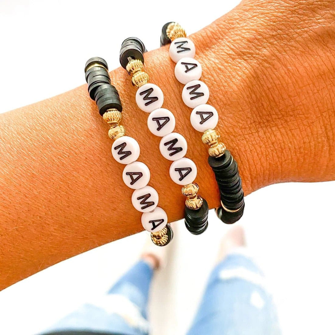 Mama Heishi Bracelet - Black + Gold