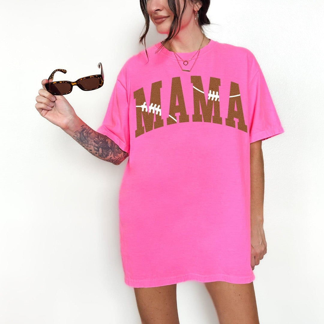 MAMA Football Print Tee - Neon Pink