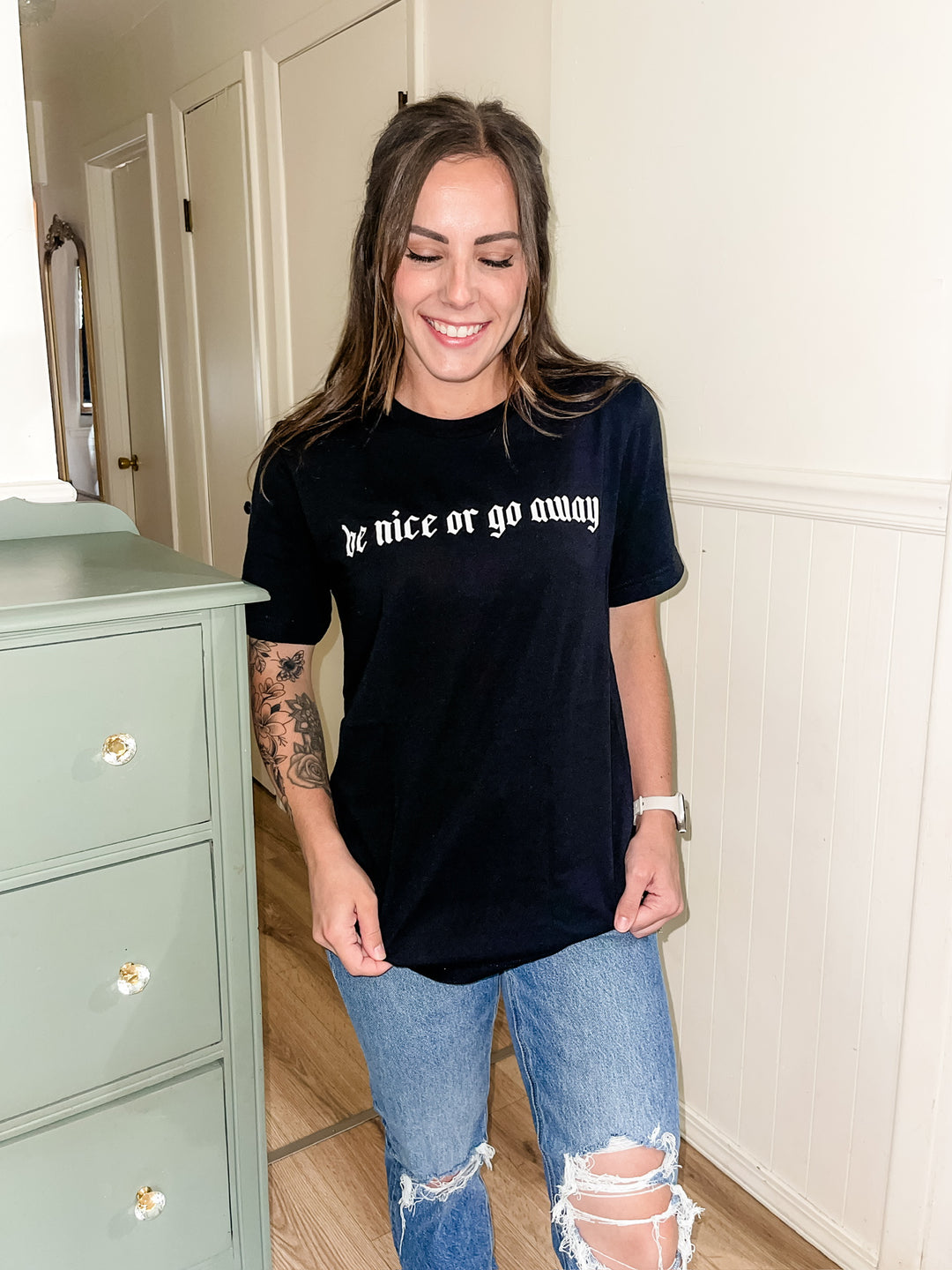 Be Nice Or Go Away Tee - Black