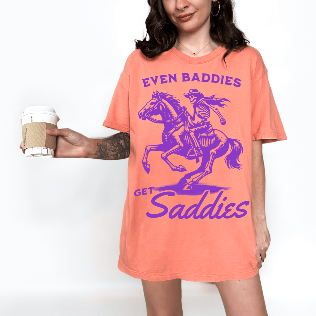 Baddies Get Saddies Tee - Terracotta