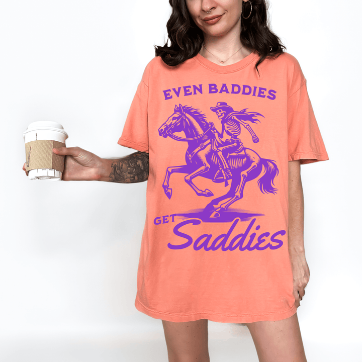 Baddies Get Saddies Tee - Terracotta