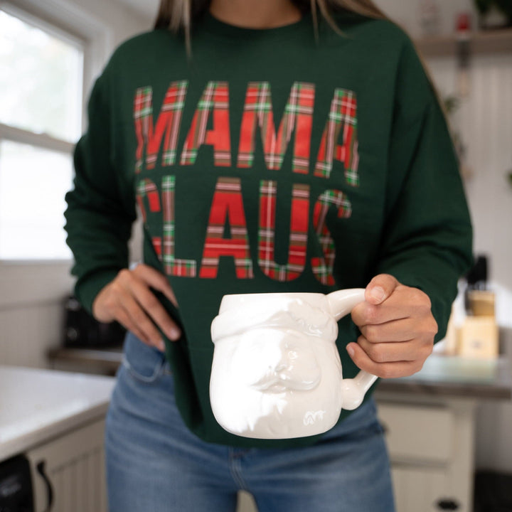 Mama Claus Holiday Plaid Sweatshirt - Forest