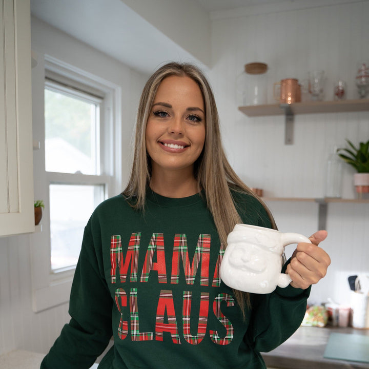 Mama Claus Holiday Plaid Sweatshirt - Forest