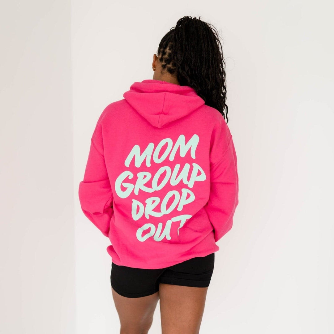 Mom Group Dropout Hoodie - Hot Pink