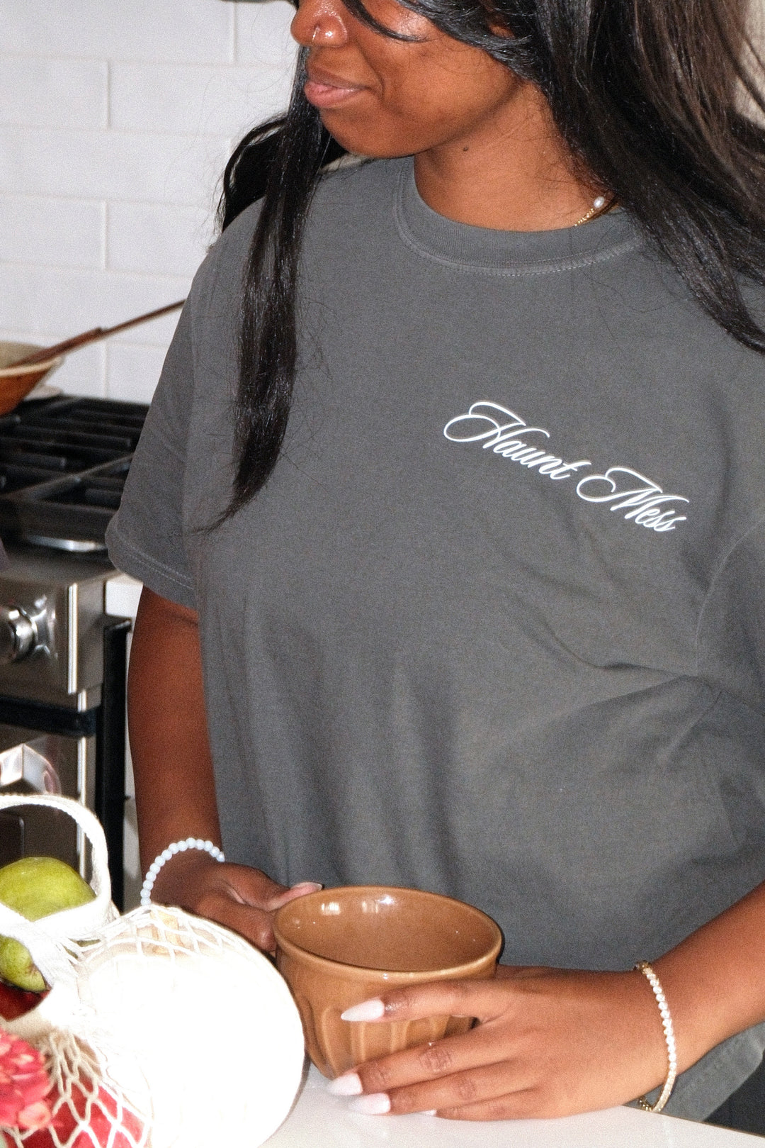 Haunt Mess Ghost Dark Gray Tee