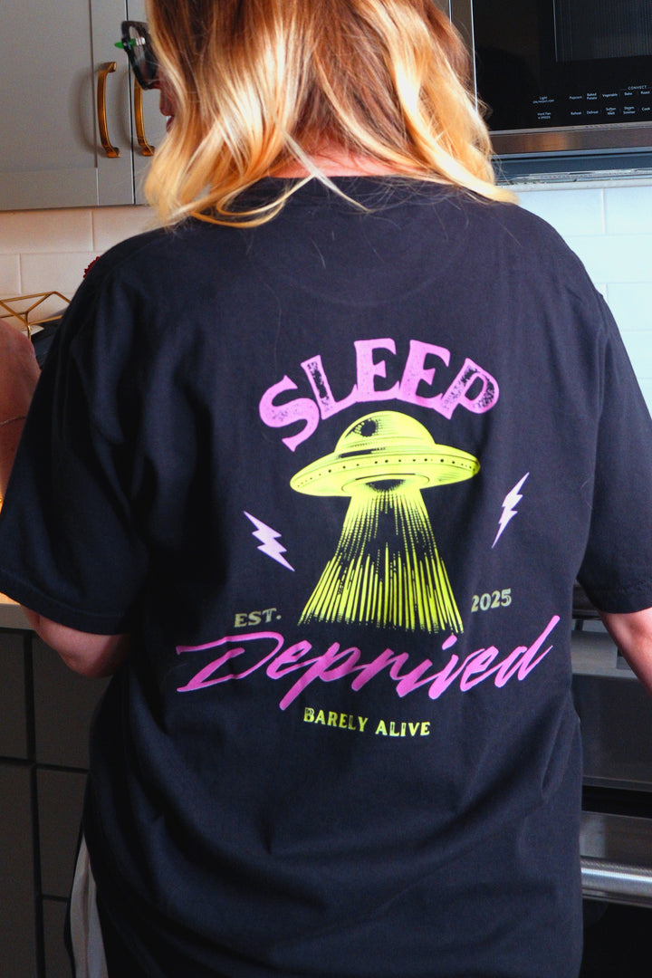 Sleep Deprived Barely Alive Alien Black Tee