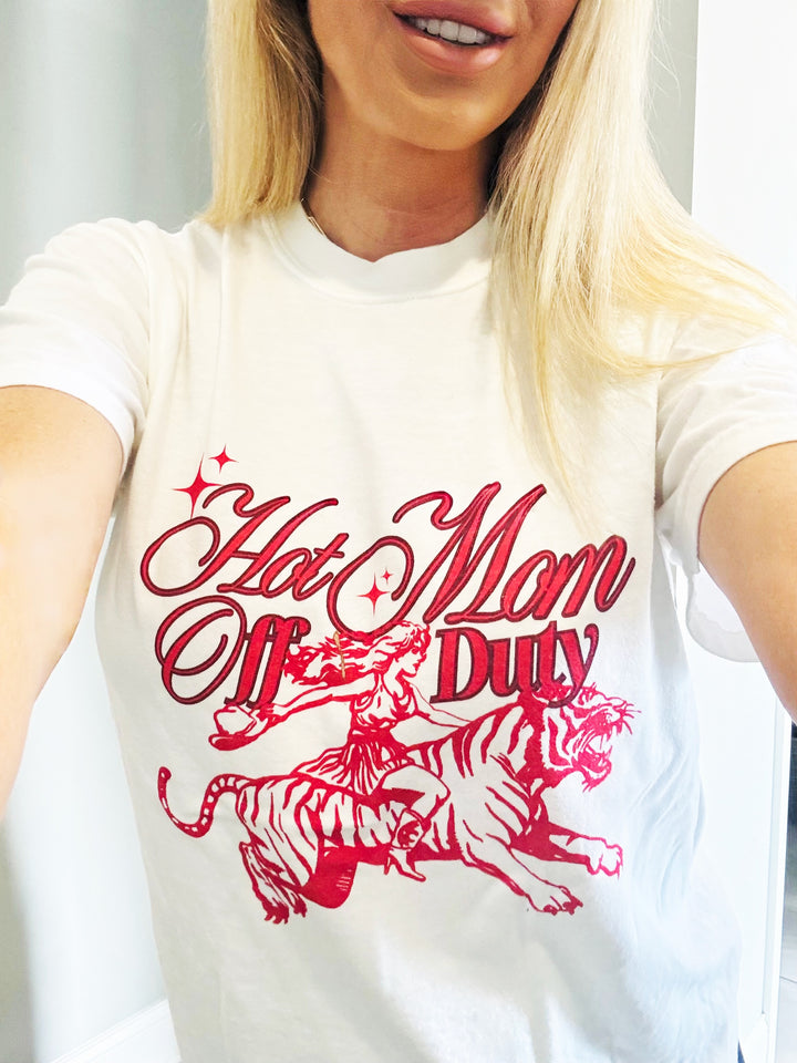 Hot Mom Off Duty White Tee