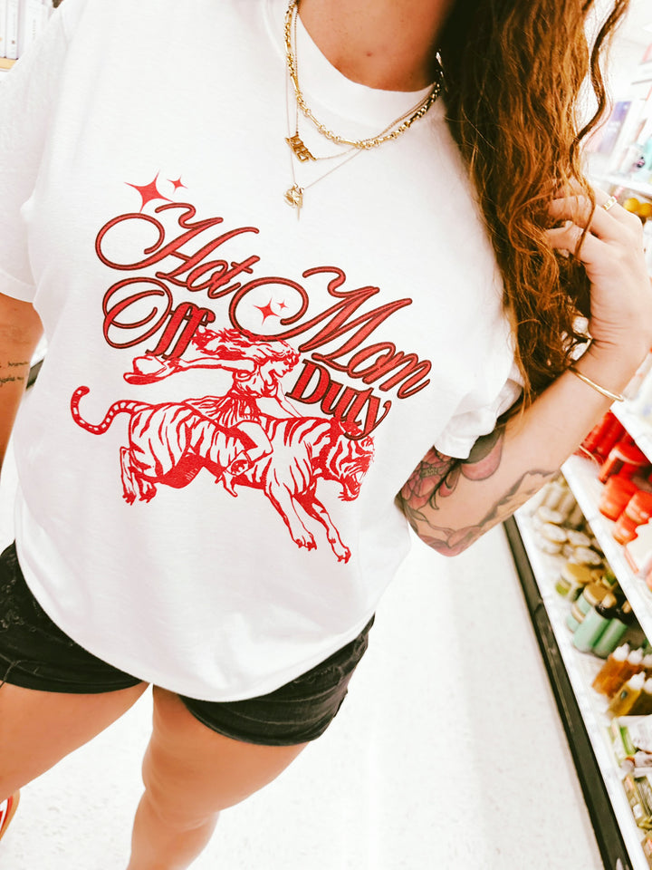 Hot Mom Off Duty White Tee