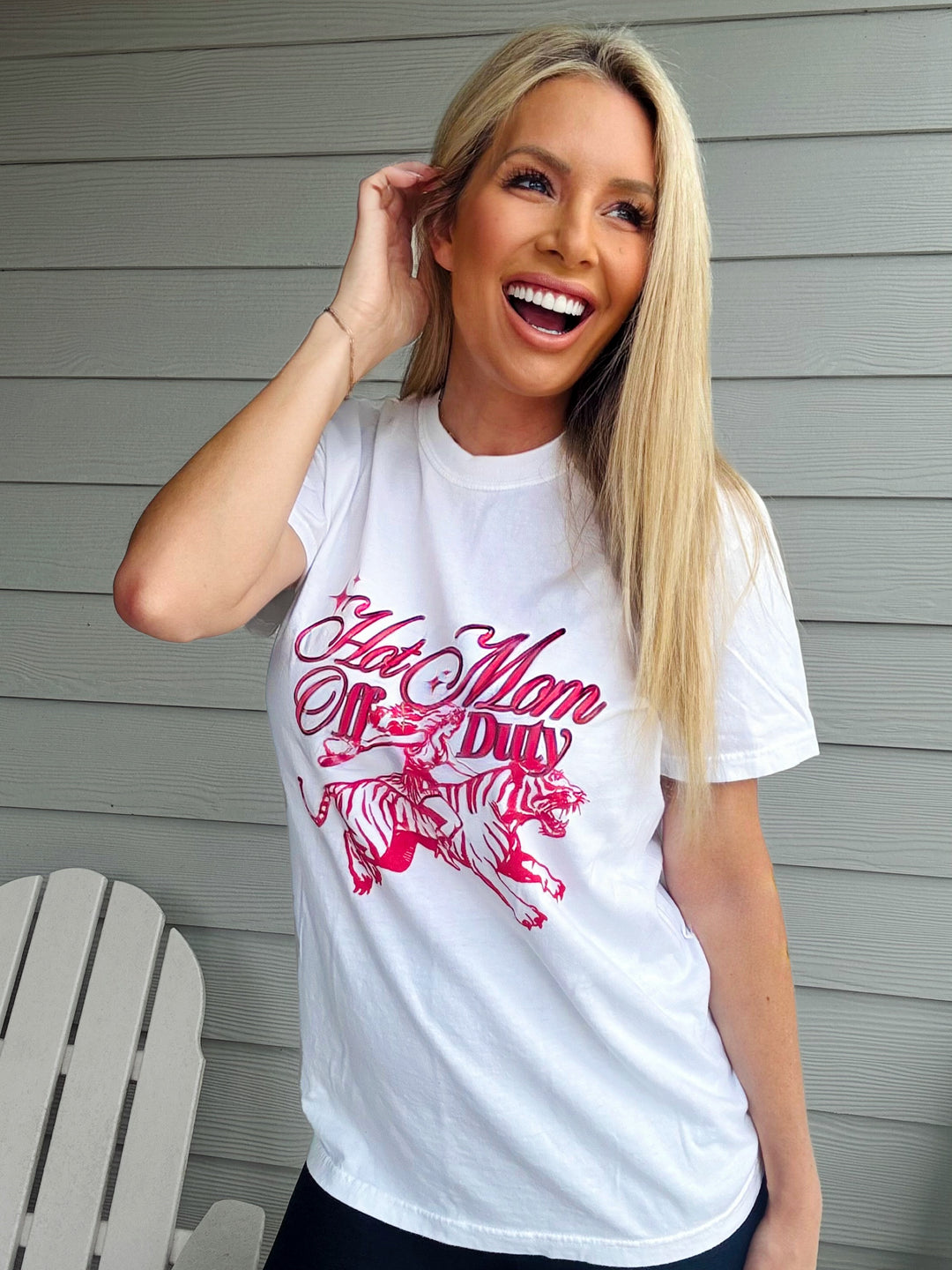 Hot Mom Off Duty White Tee