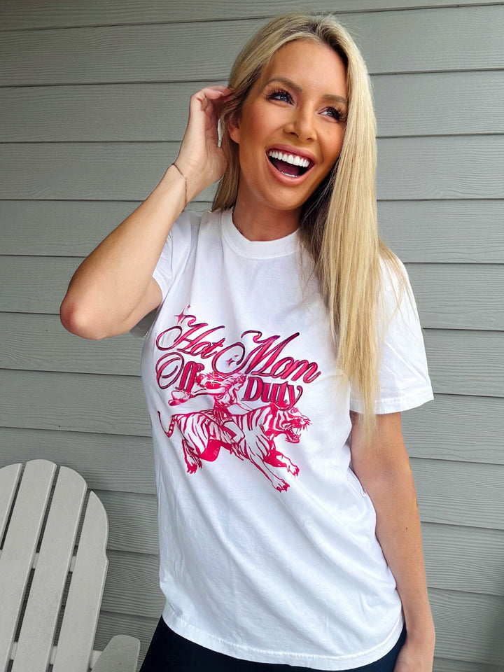 Hot Mom Off Duty White Tee
