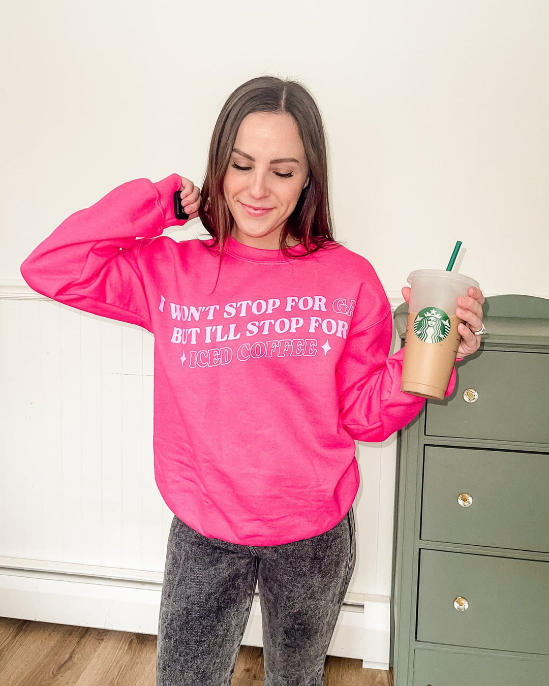 Won't Stop For Gas Sweatshirt - Fuschia