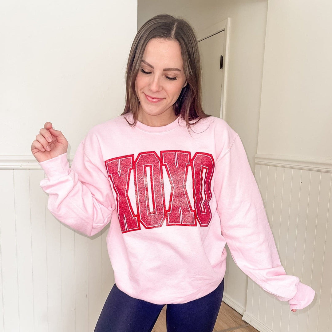 XOXO Glitter Sweatshirt - Baby Pink