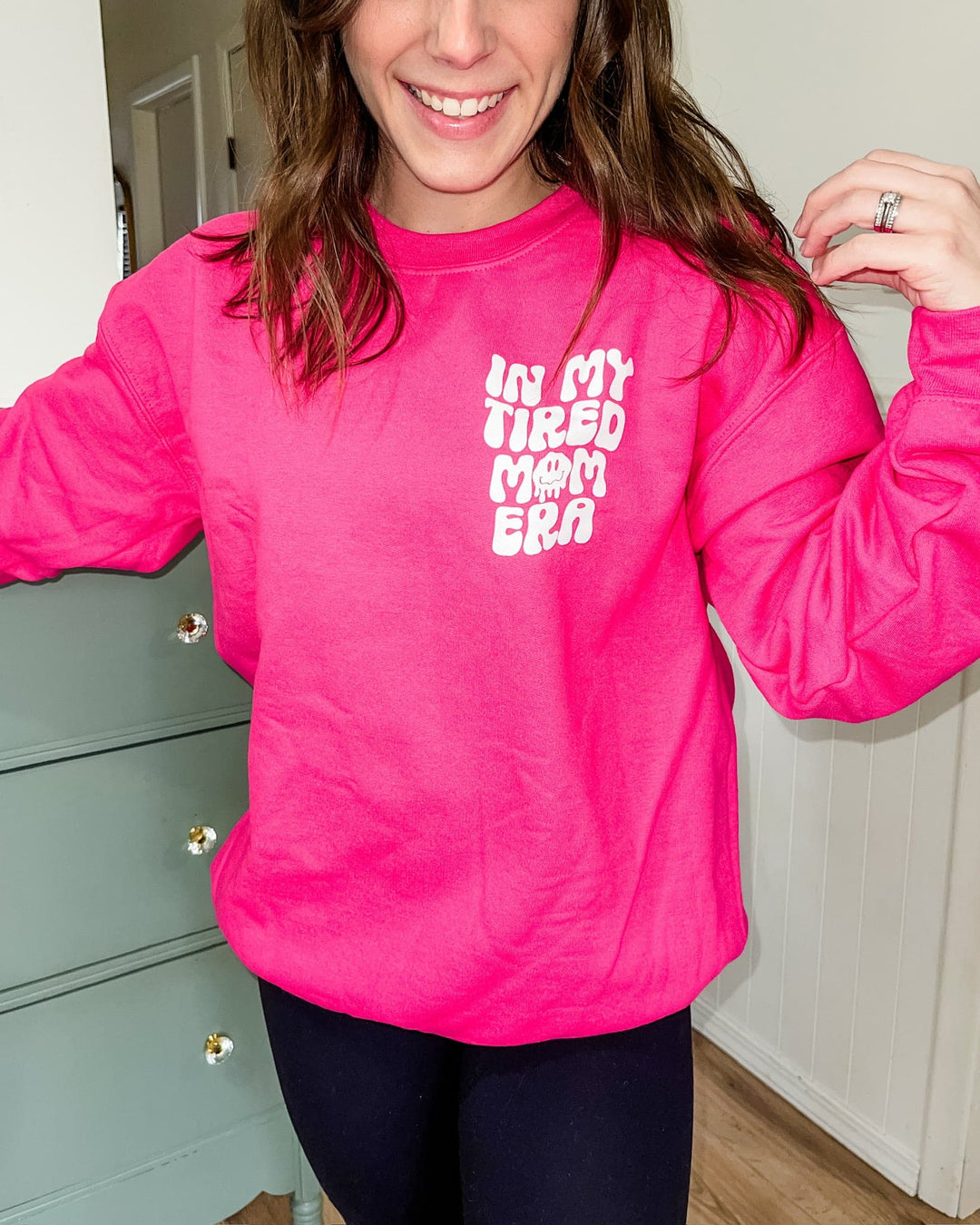 In My Tired Mom Era Sweatshirt - Fuchsia