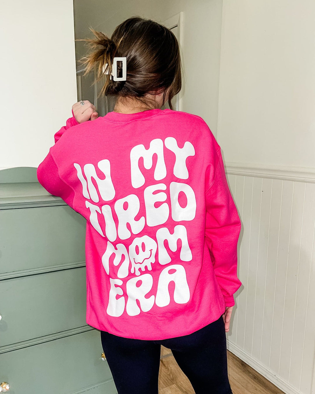 In My Tired Mom Era Sweatshirt - Fuchsia