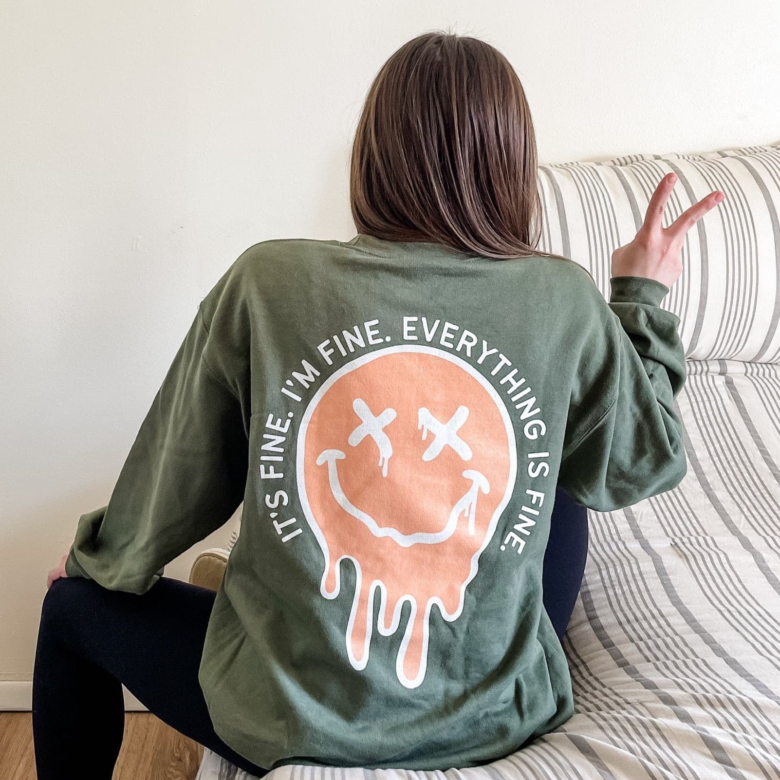 It s Fine Sweatshirt Military Green PREORDER Sweetees