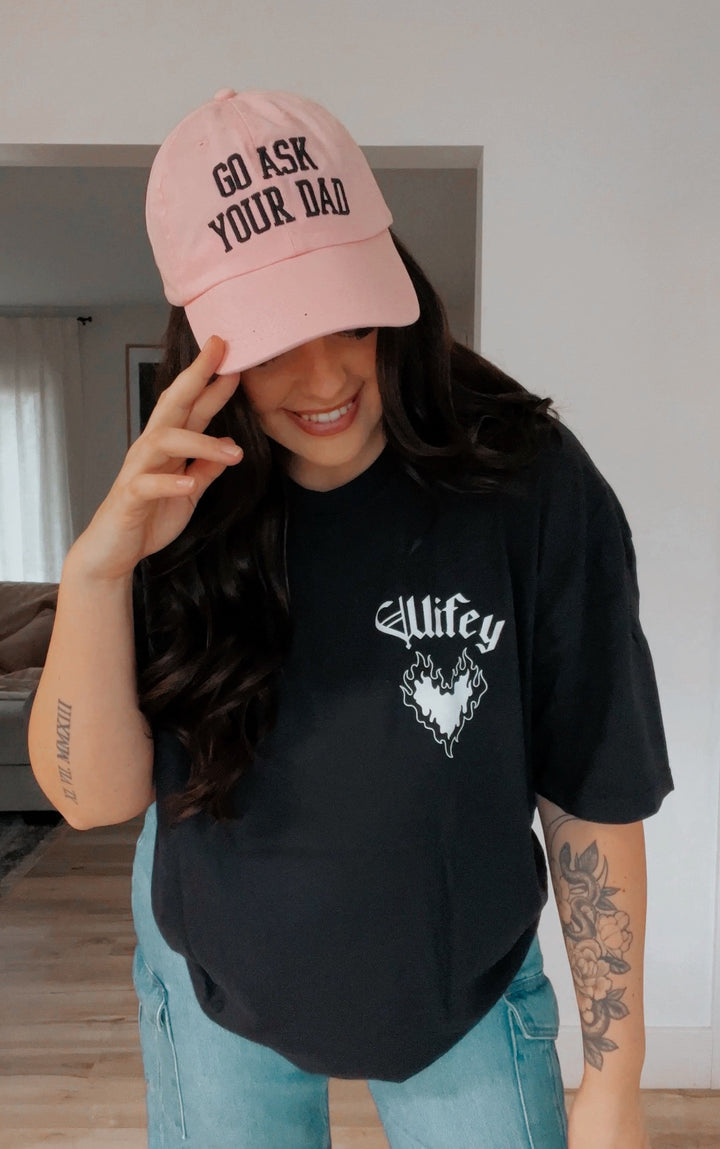 Go Ask Your Dad Embroidered Baseball Cap - Pink
