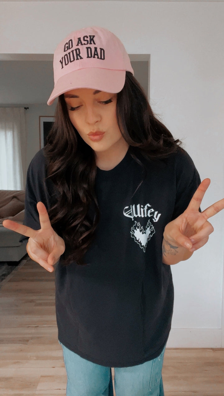 Go Ask Your Dad Embroidered Baseball Cap - Pink