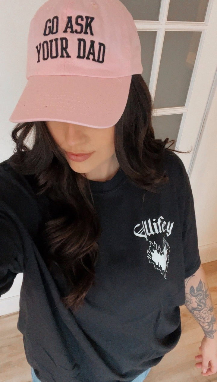 Go Ask Your Dad Embroidered Baseball Cap - Pink