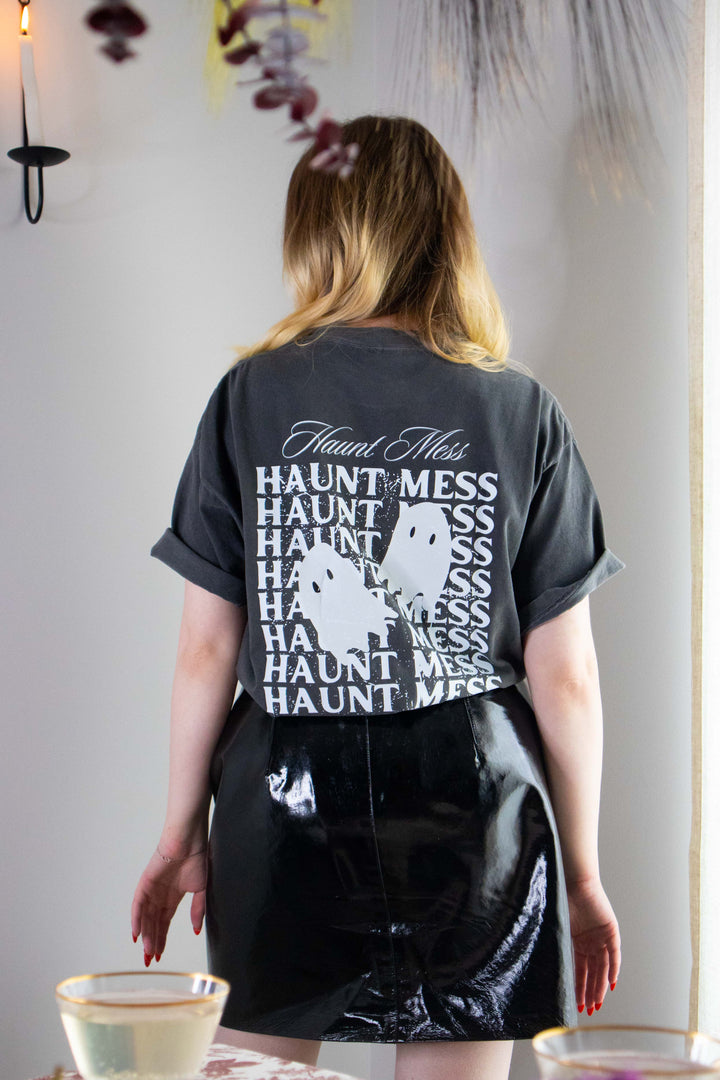 Haunt Mess Ghost Dark Gray Tee