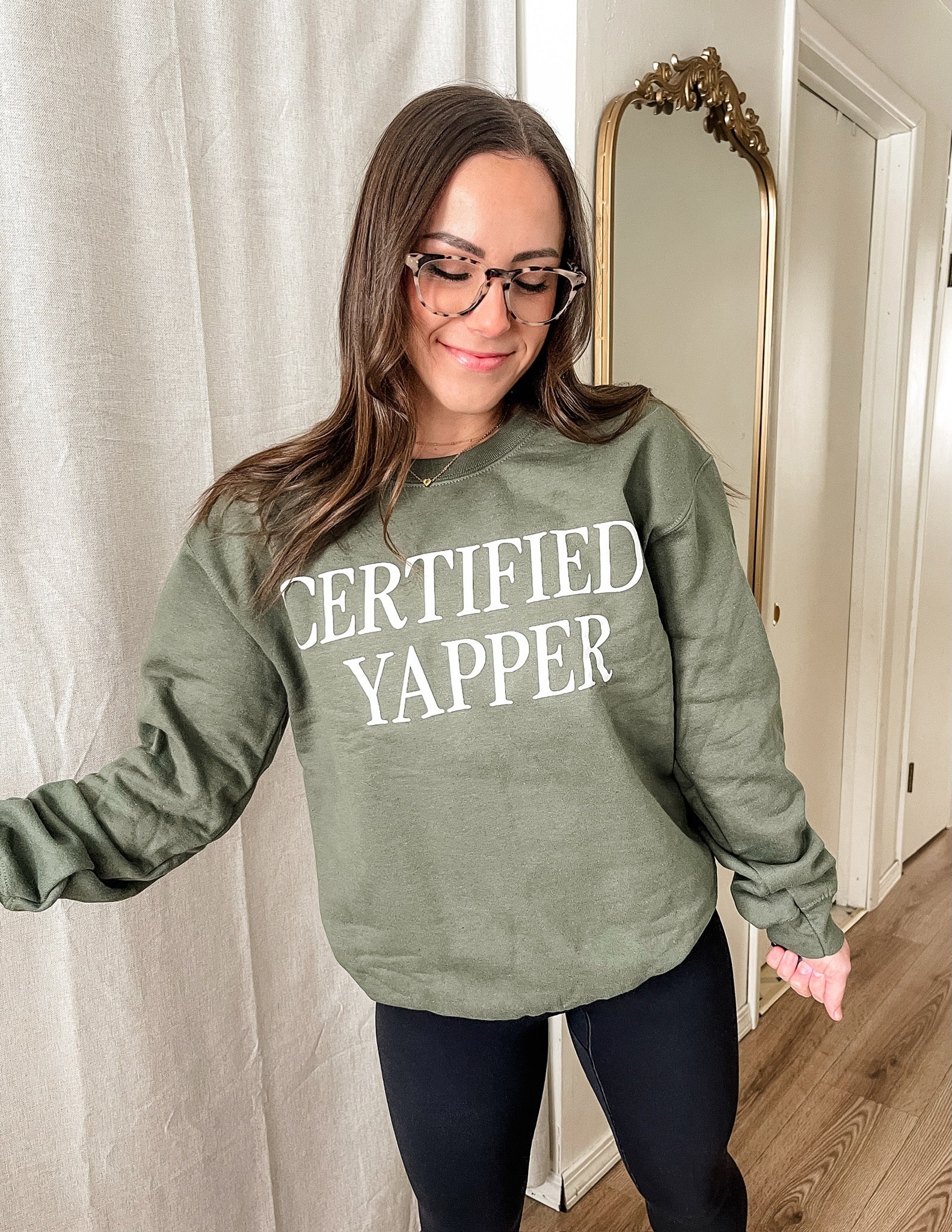 Certified Yapper Sweatshirt - Military Green – Sweetees