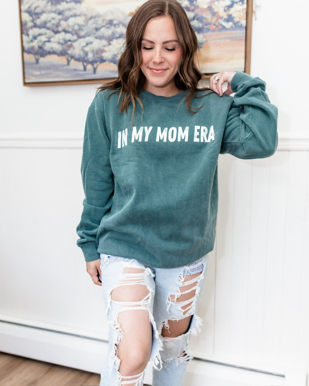 In My Mom Era Sweatshirt - Blue Spruce