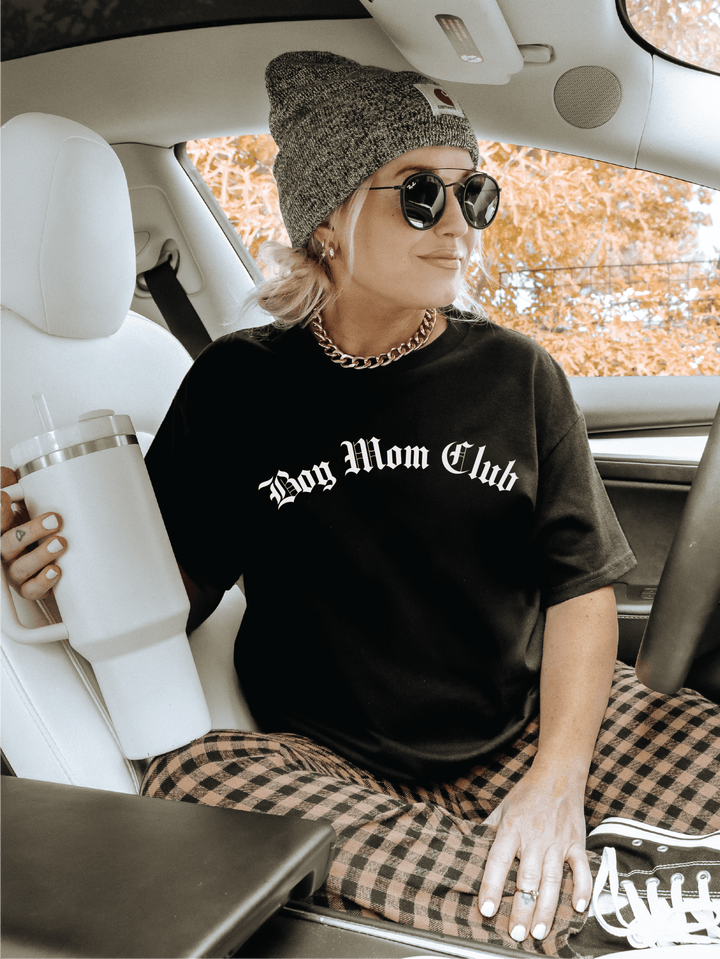 Boy Mom Club Blackletter Tee - Black