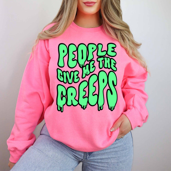 People Give Me The Creeps Sweatshirt - Neon Pink (PREORDER)