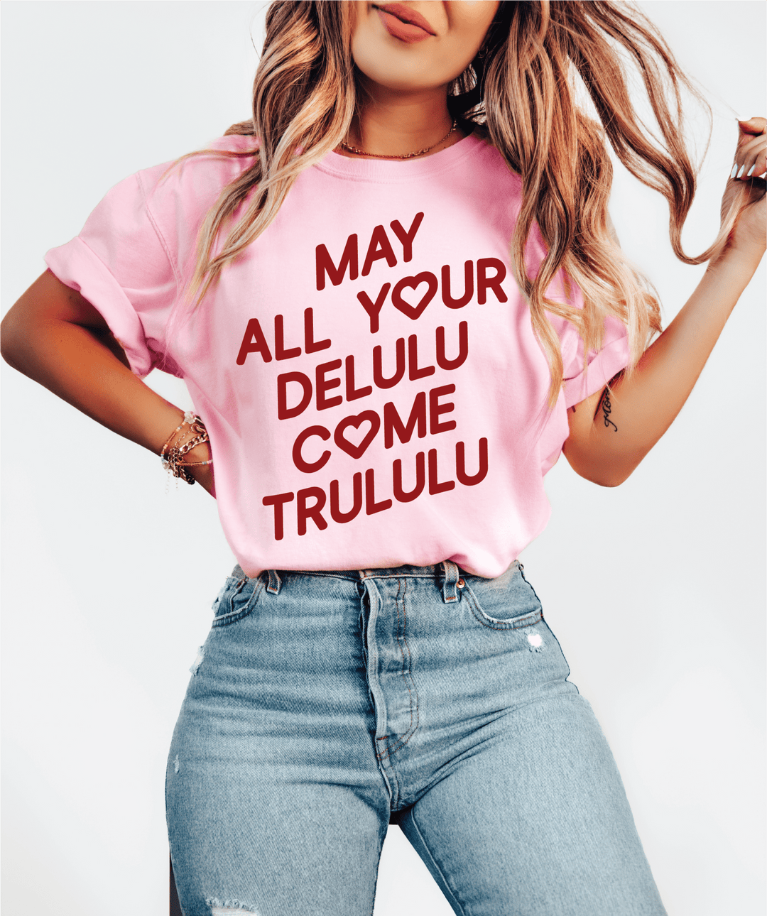 May All Your Delulu Come Trululu Tee - Baby Pink