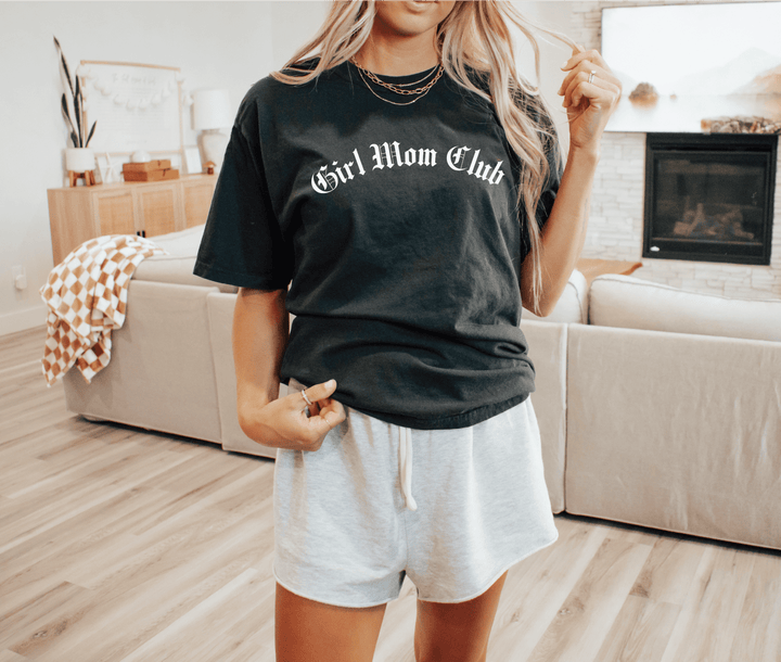 Girl Mom Club Blackletter Tee - Black