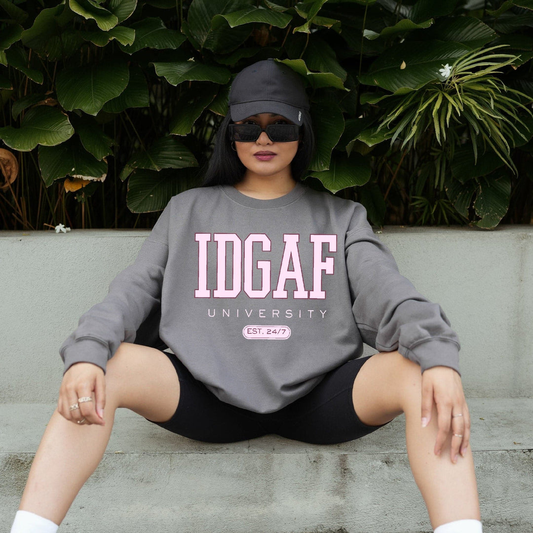 IDGAF University Sweatshirt - Charcoal