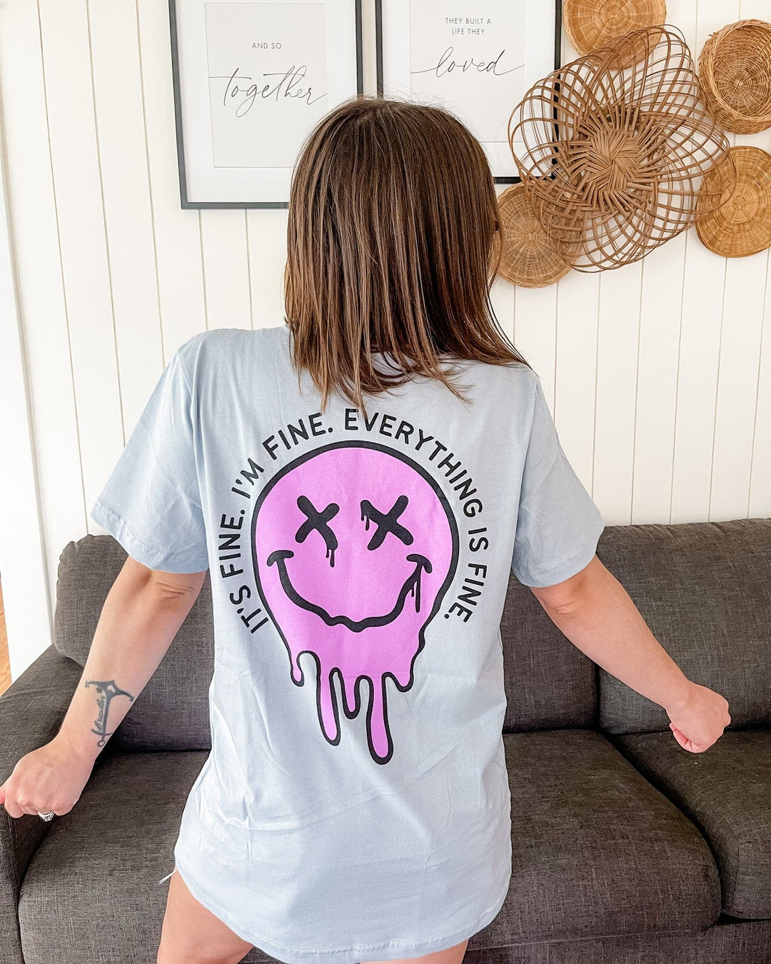 It's Fine Drippy Smiley Tee - Blue