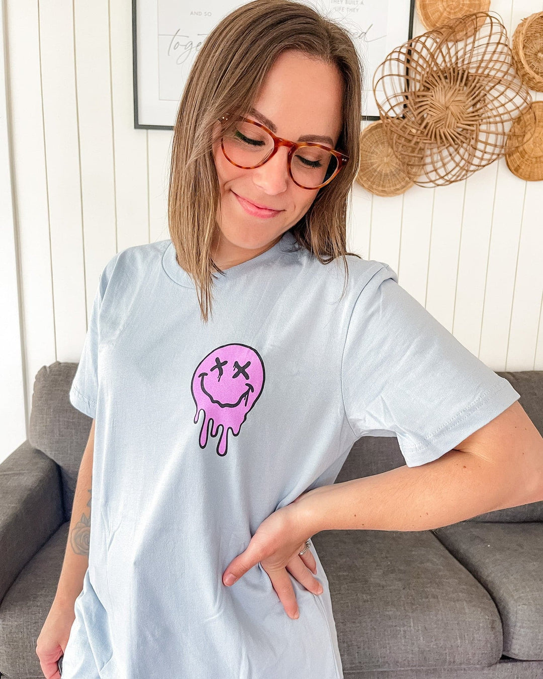 It's Fine Drippy Smiley Tee - Blue