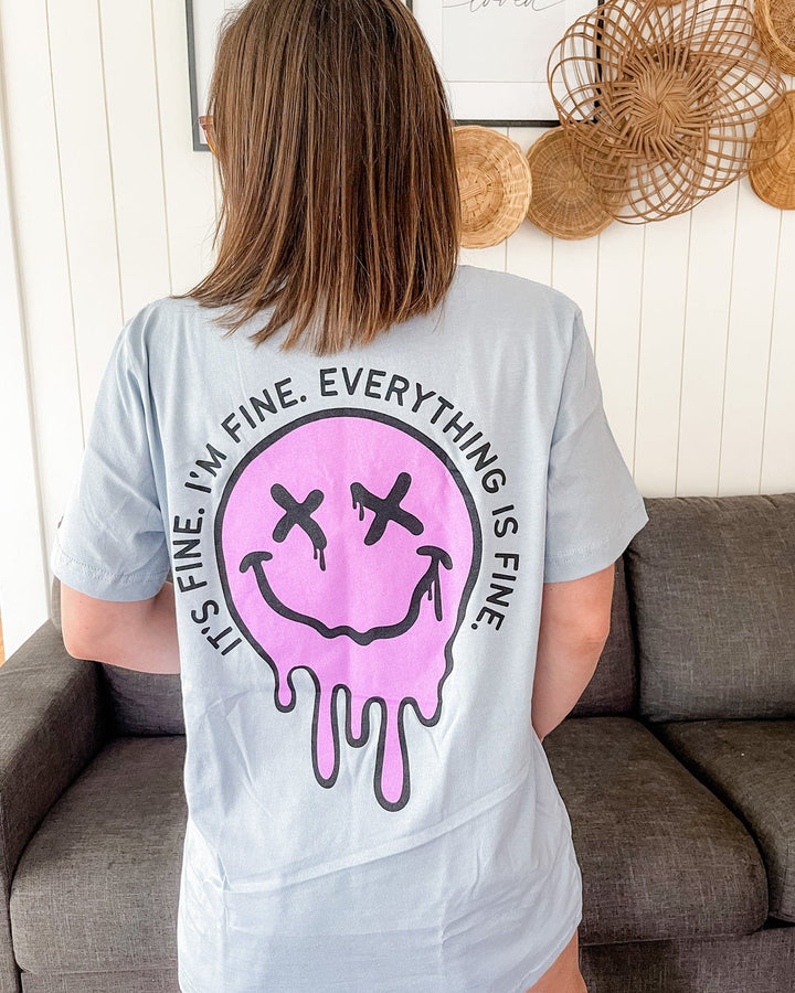 It's Fine Drippy Smiley Tee - Blue