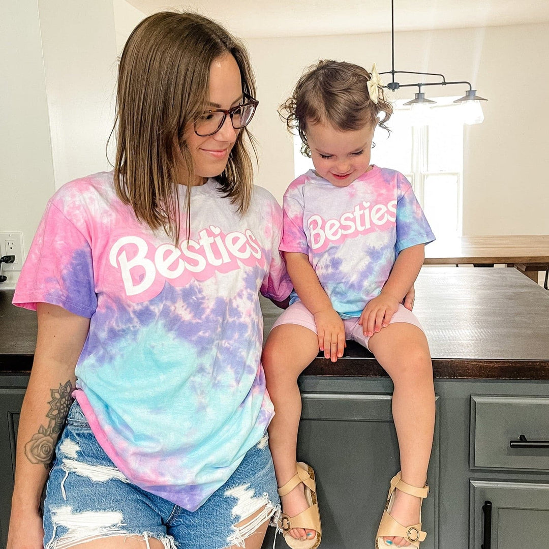 Besties Cotton Candy Tie Dye Kids Tee