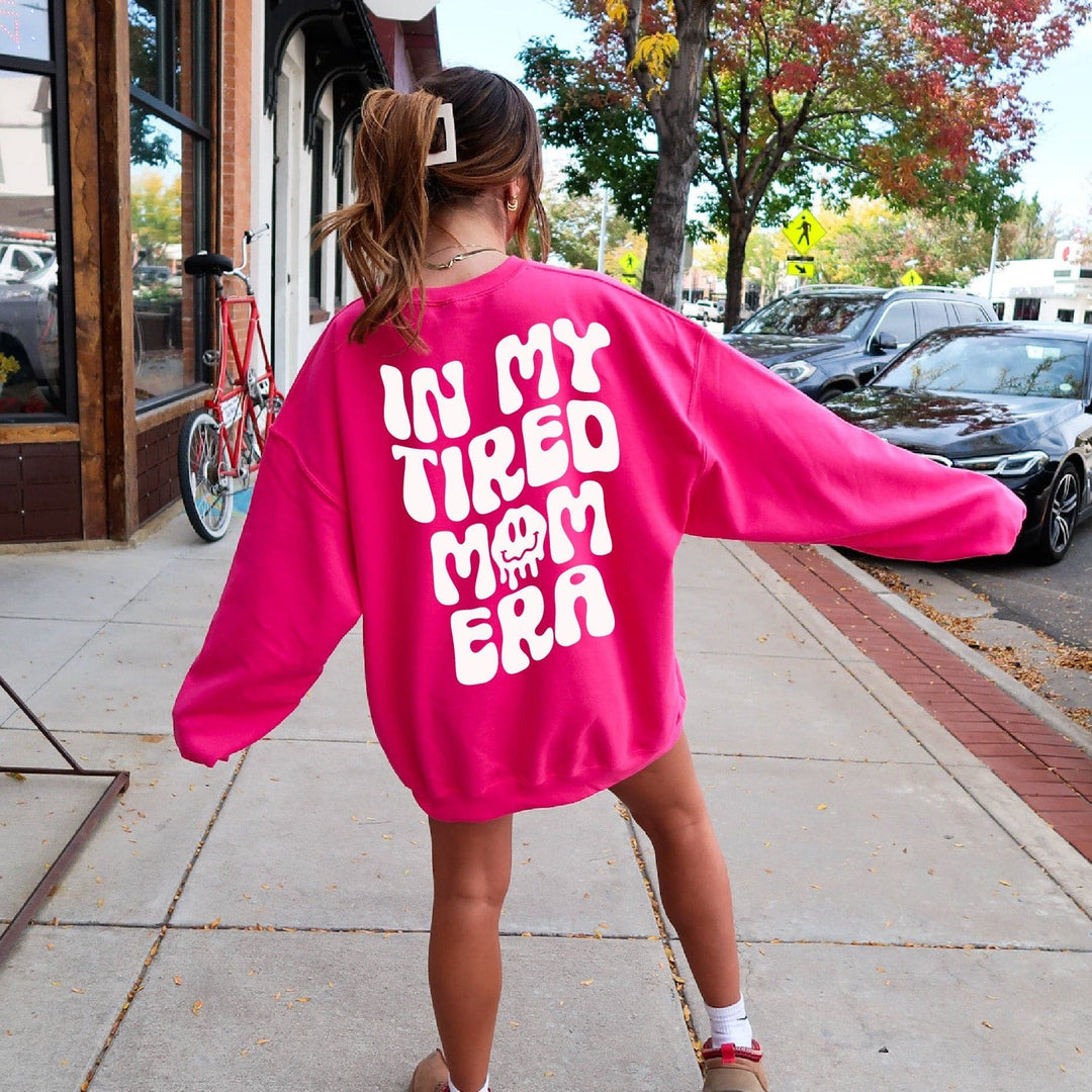 In My Tired Mom Era Sweatshirt - Fuchsia