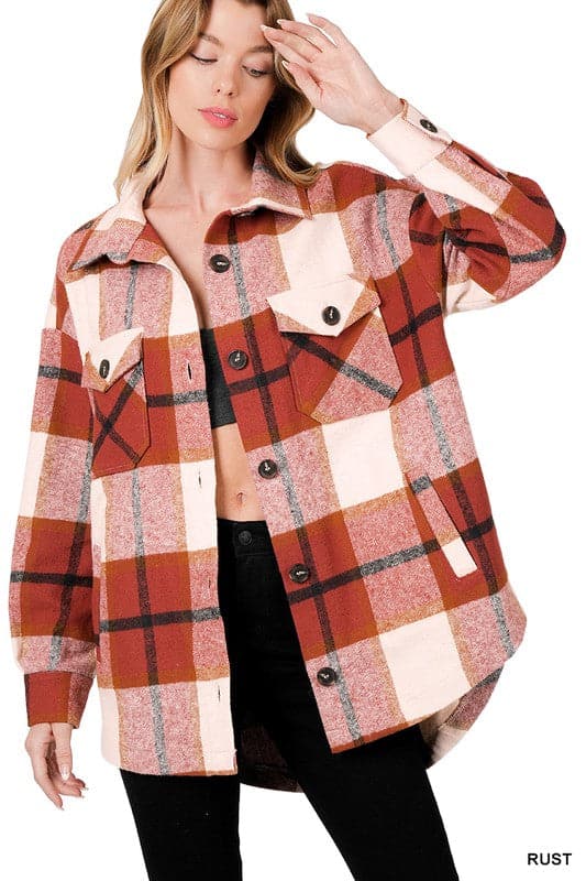 Maeve Plaid Shacket with Pockets *MORE COLORS*