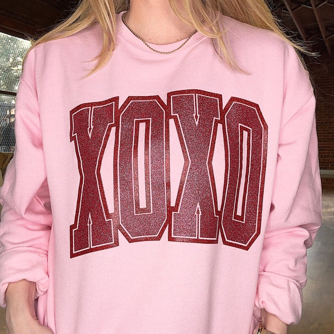 XOXO Glitter Sweatshirt - Baby Pink