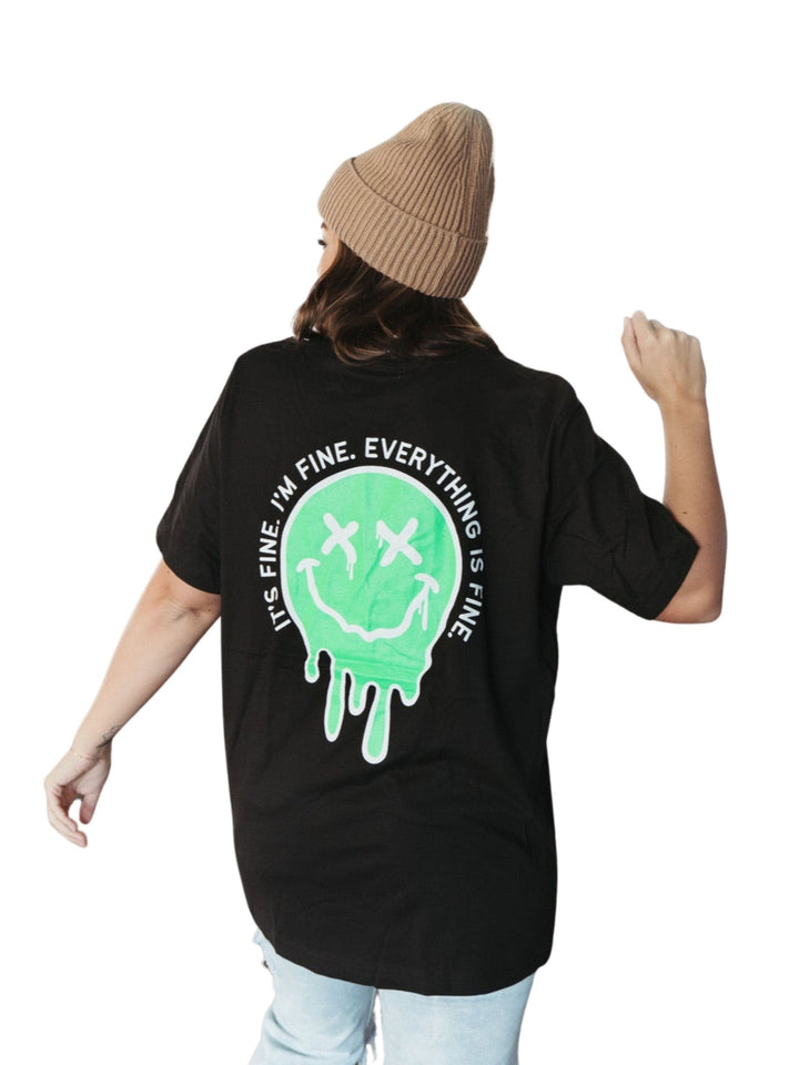 It's Fine Drippy Smiley Tee - Black