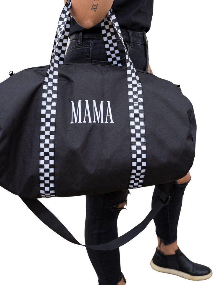 MAMA Embroidered Duffle Bag - Black Checkered