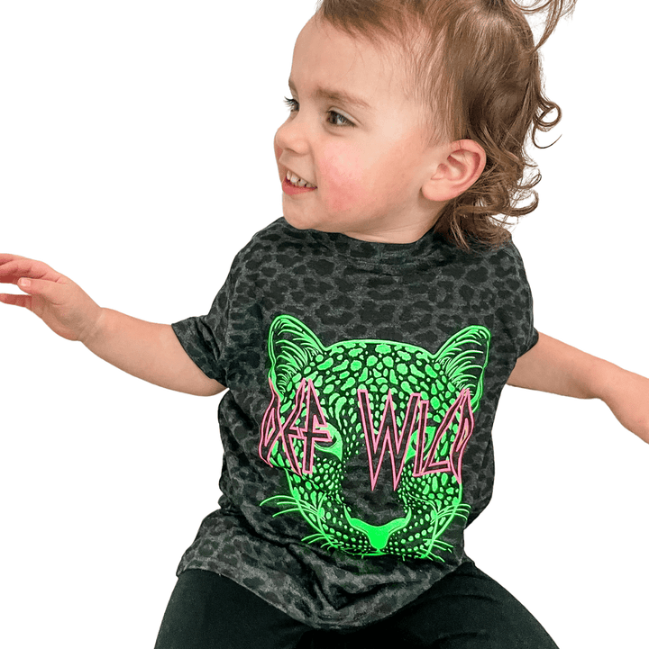 Def Wild Black Leopard + Neon Kid's Tee