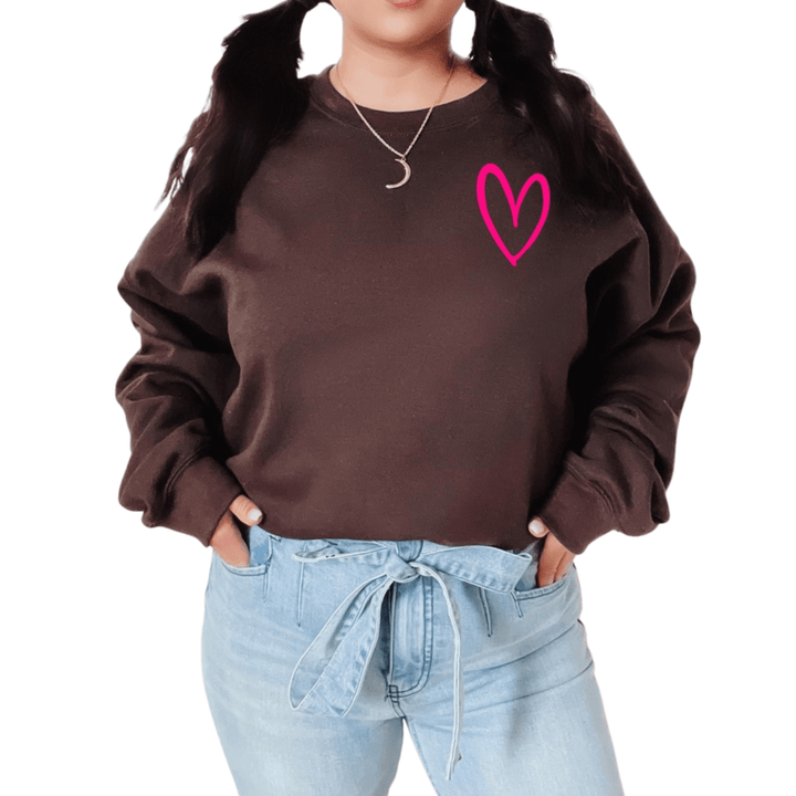 Your Anxiety Is Lying To You Sweatshirt - Dark Chocolate with Neon Pink Print