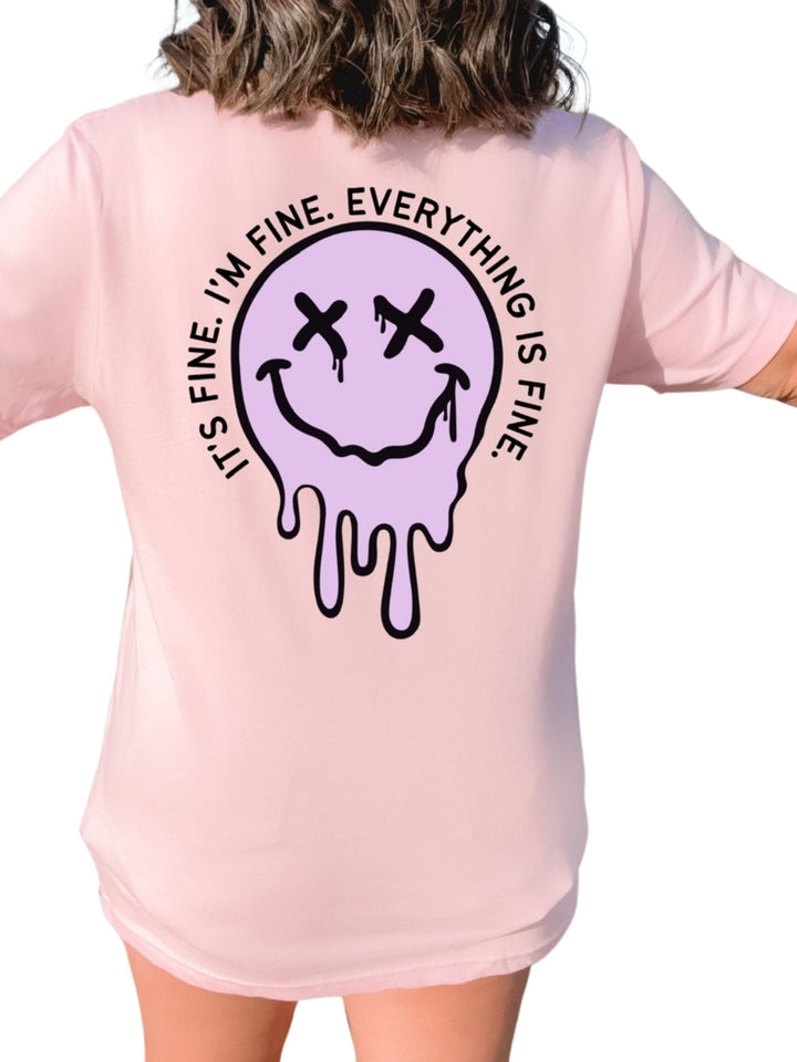 It's Fine Drippy Smiley Tee - Pink