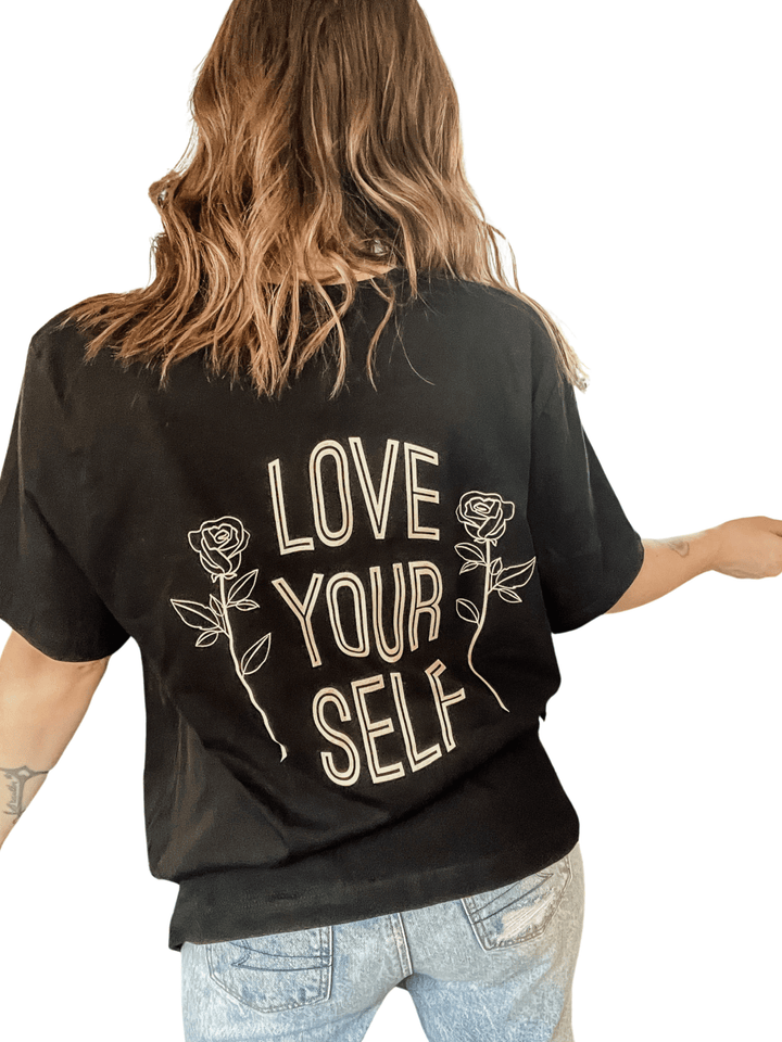 Love Yourself Tee - Black w/ Cream Print