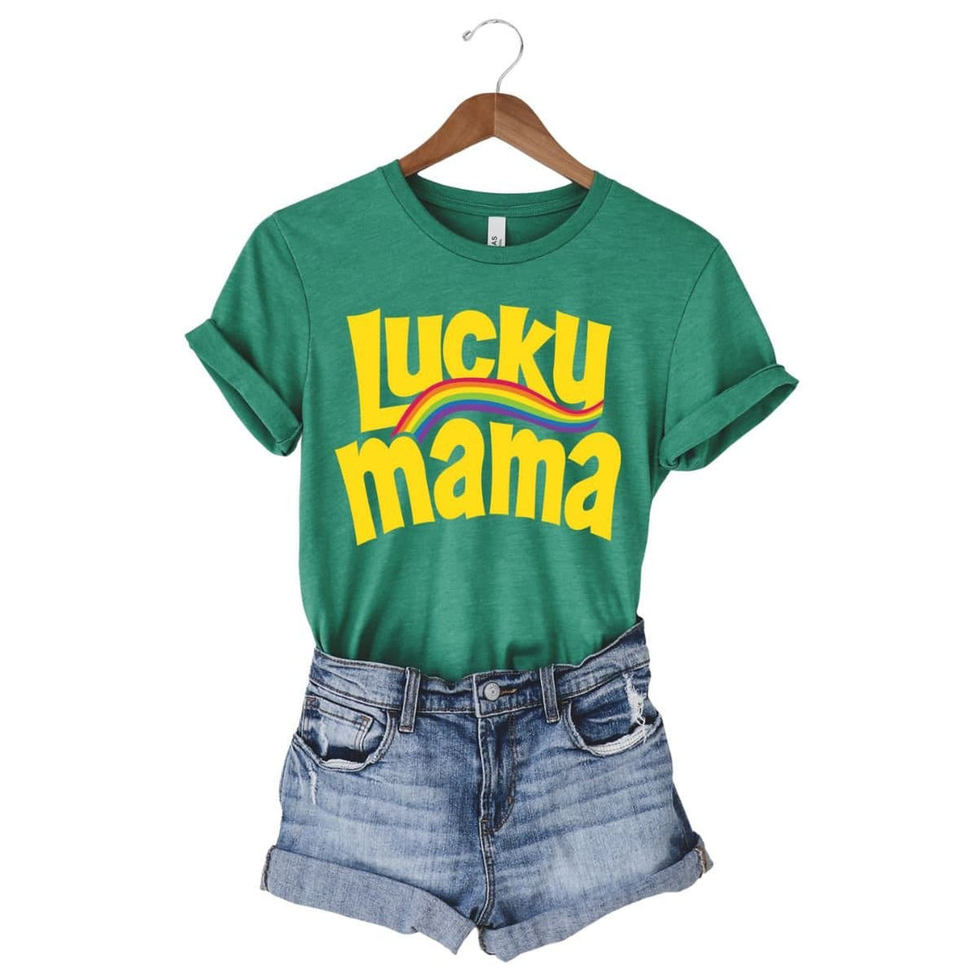 Lucky Mama Rainbow Tee - Kelly Green