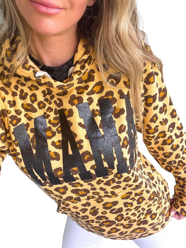 MAMA Collegiate Leopard Pullover Hoodie