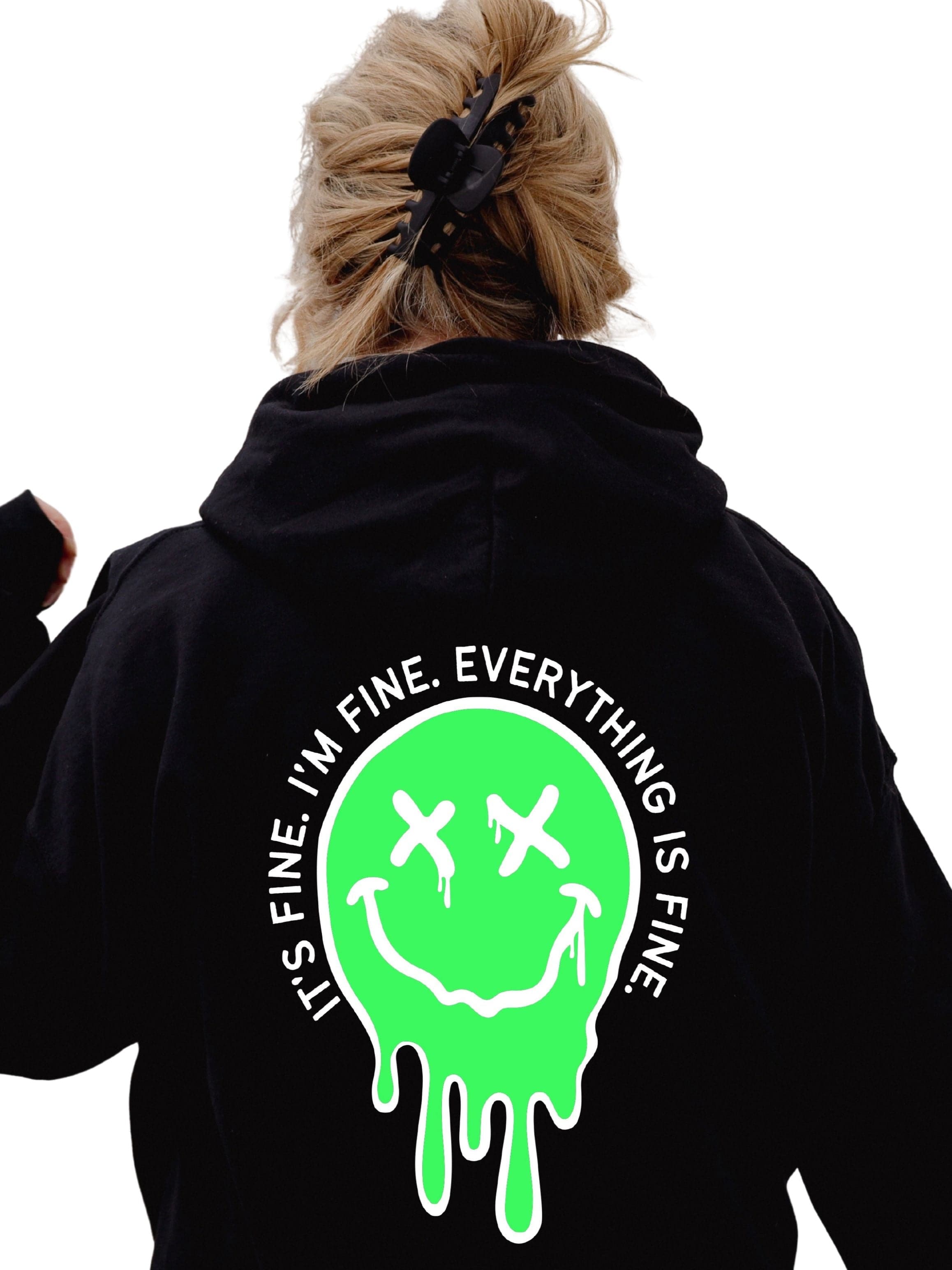 It's Fine Drippy Smiley Hoodie - Black – Sweetees It's Fine Drippy Smiley Hoodie - Black – Sweetees