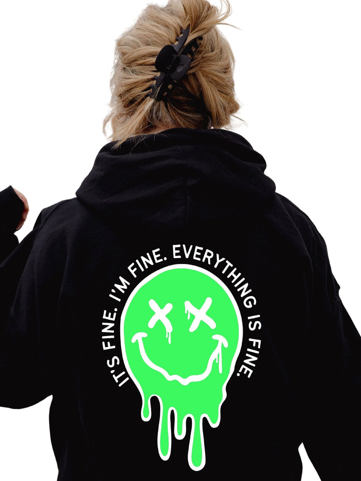 It's Fine Drippy Smiley Hoodie - Black