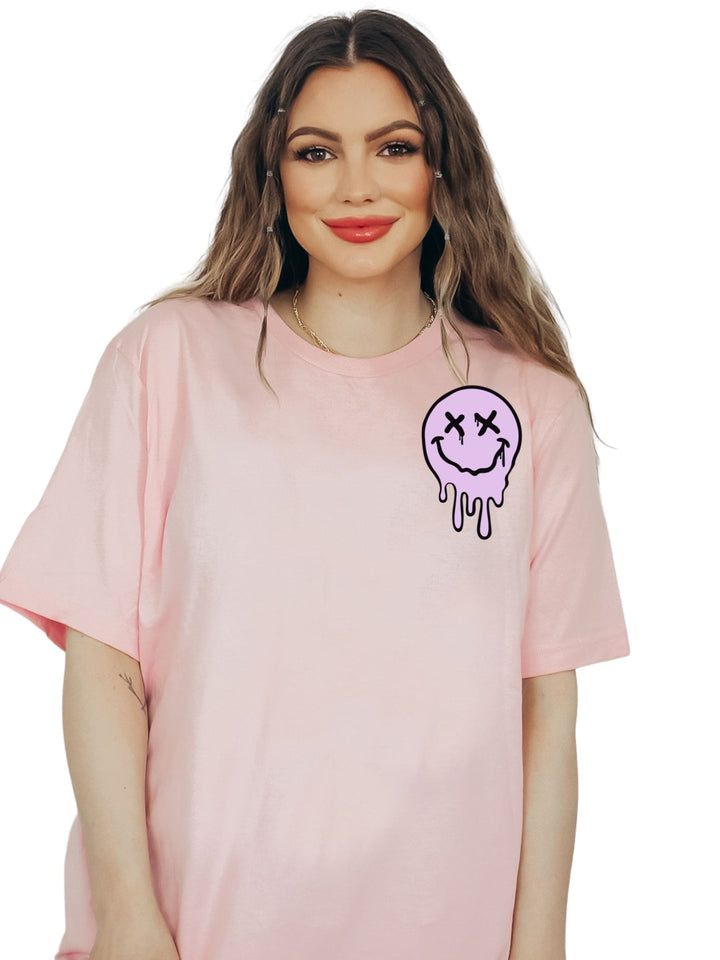 It's Fine Drippy Smiley Tee - Pink – Sweetees